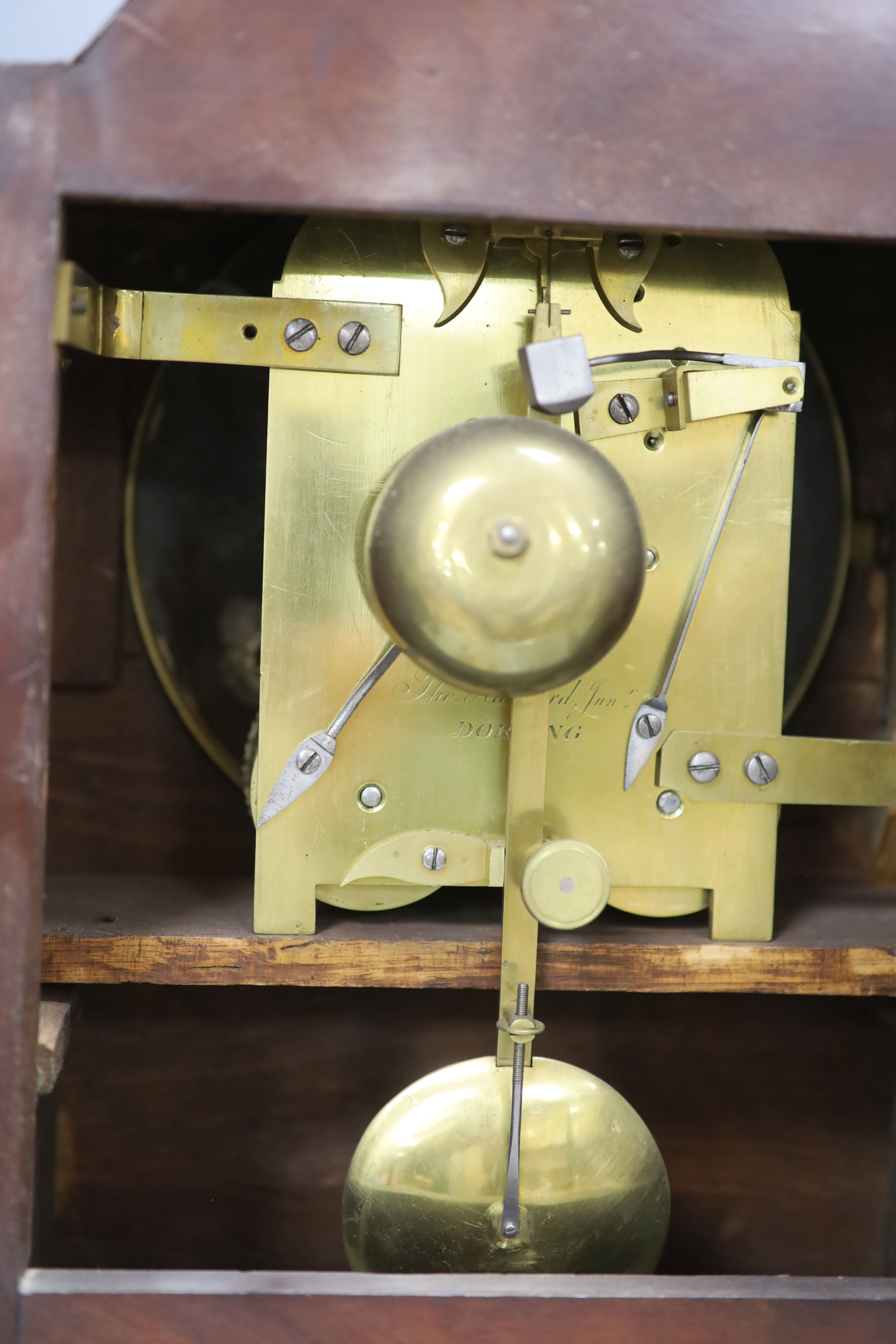 Thomas Hubbard of Dorking, An early Victorian mahogany twin fusee bracket clock, height 48cm